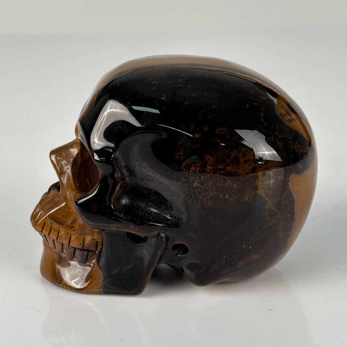 3" Tiger Eye Crystal Skull - Pattern D