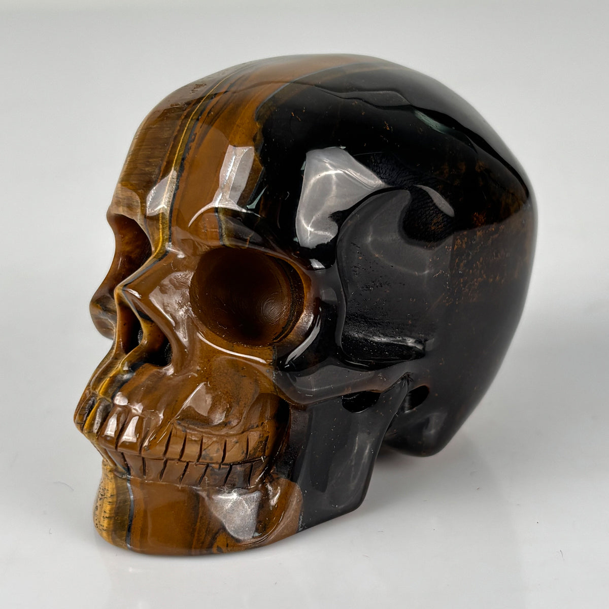 3" Tiger Eye Crystal Skull - Pattern D