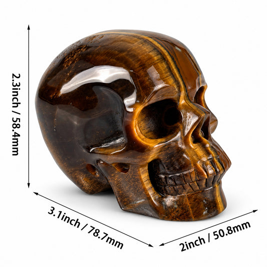 3" Tiger Eye Crystal Skull - Pattern D