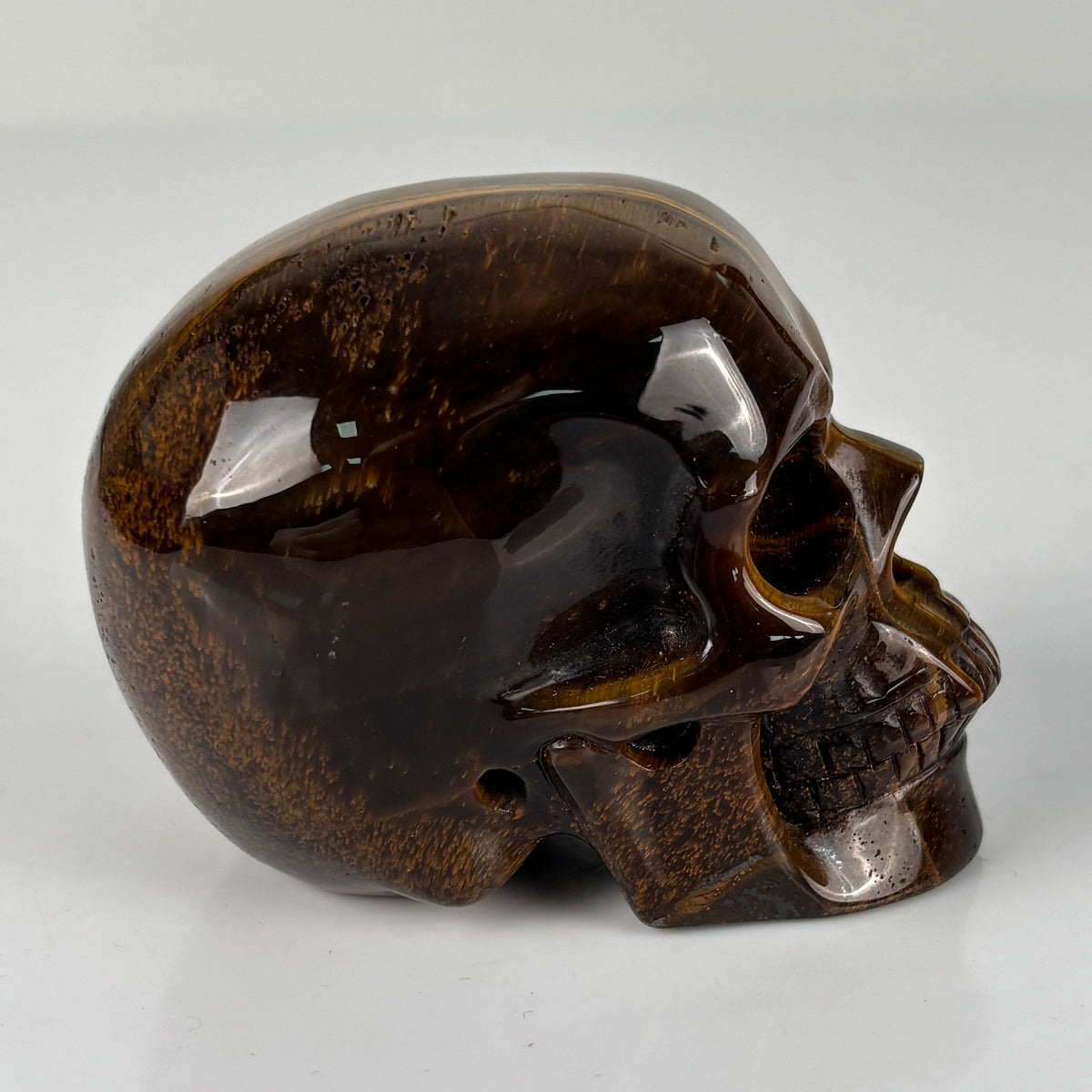 3" Tiger Eye Crystal Skull - Pattern D