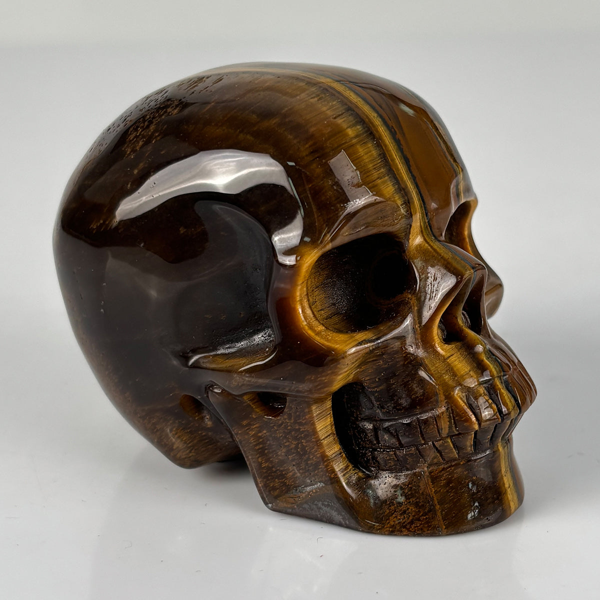 3" Tiger Eye Crystal Skull - Pattern D