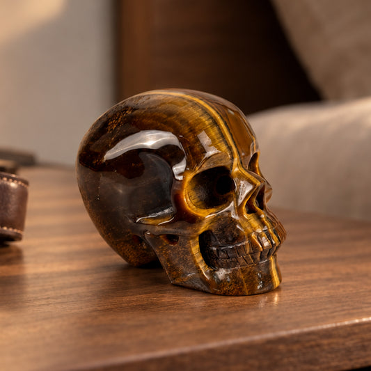 3" Tiger Eye Crystal Skull - Pattern D