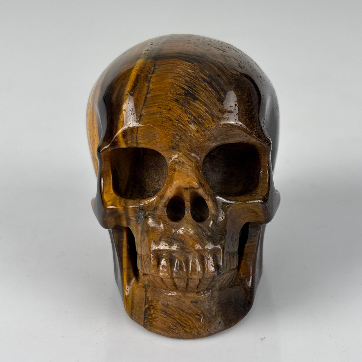 3" Tiger Eye Crystal Skull - Pattern E