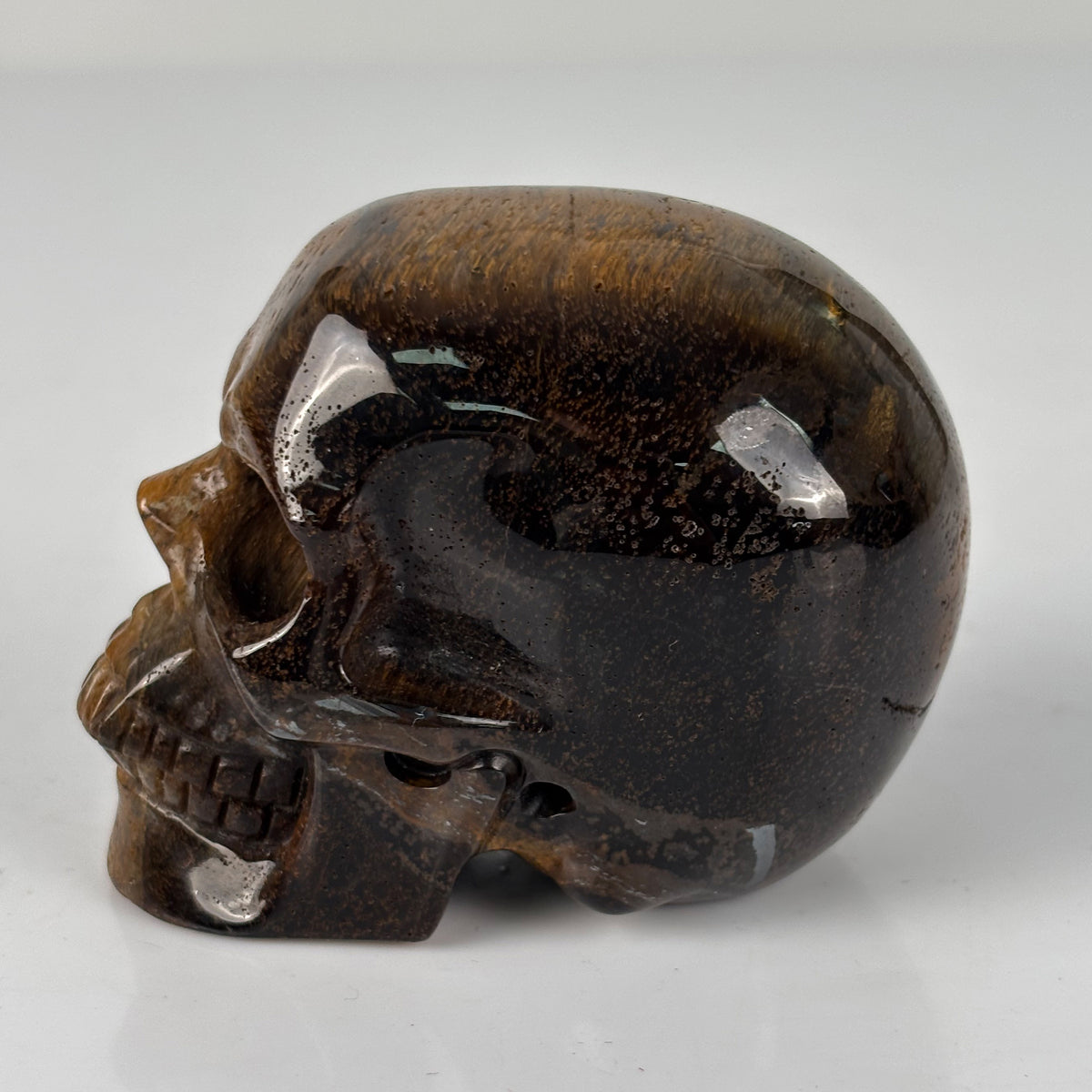 3" Tiger Eye Crystal Skull - Pattern E