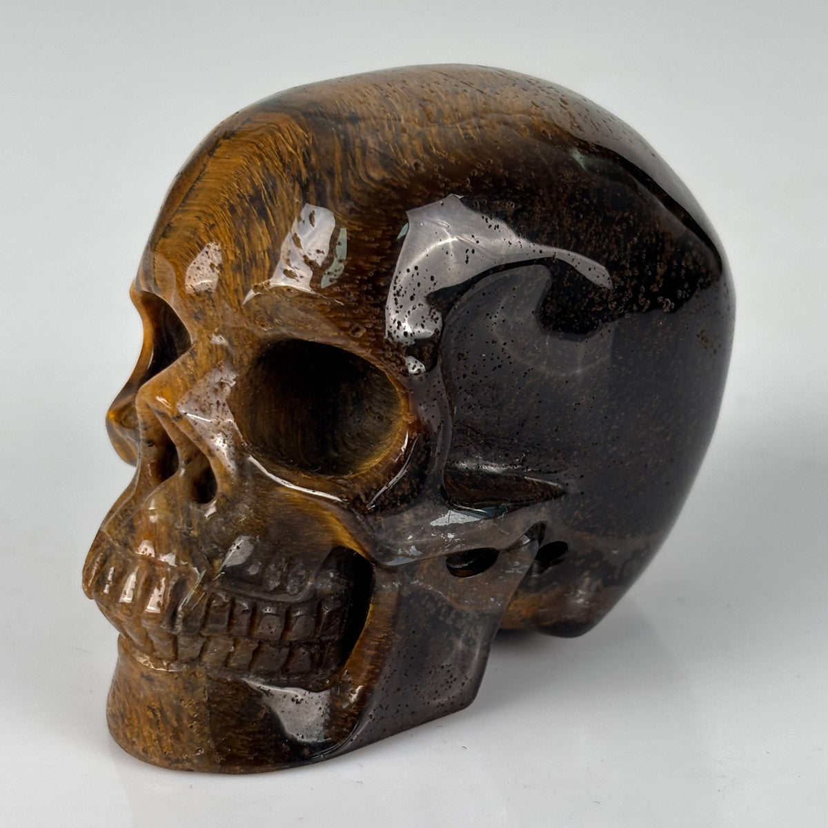 3" Tiger Eye Crystal Skull - Pattern E