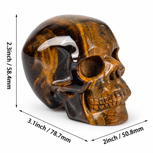 3" Tiger Eye Crystal Skull - Pattern E