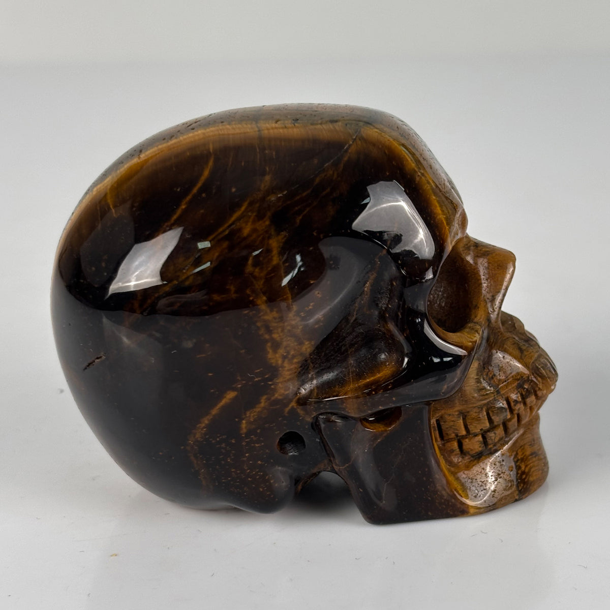 3" Tiger Eye Crystal Skull - Pattern E