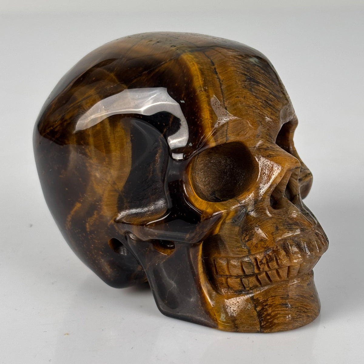 3" Tiger Eye Crystal Skull - Pattern E