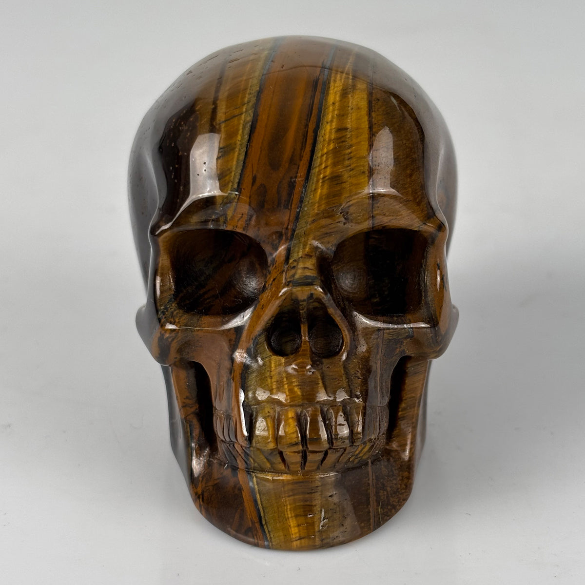 3" Tiger Eye Crystal Skull - Pattern F