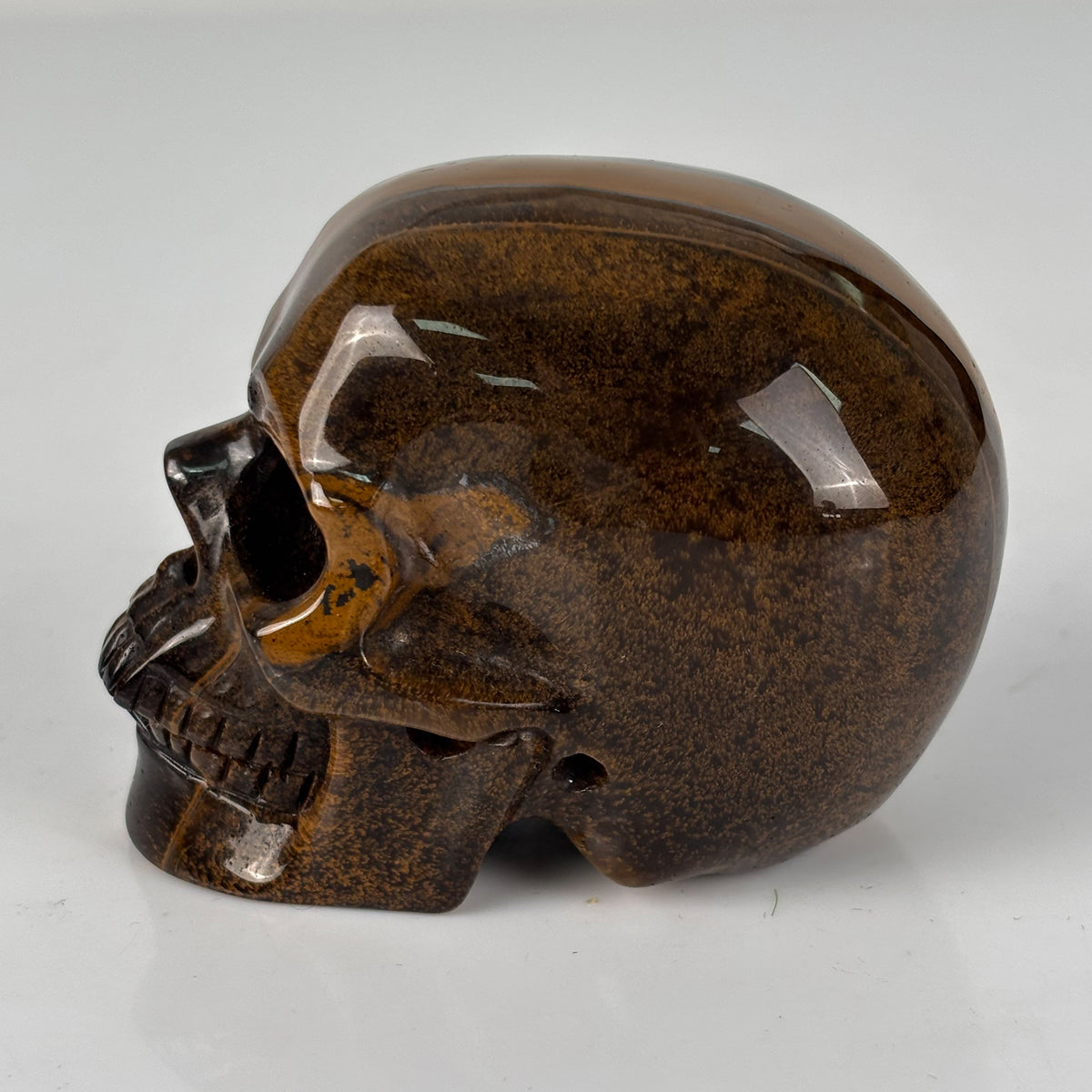 3" Tiger Eye Crystal Skull - Pattern F