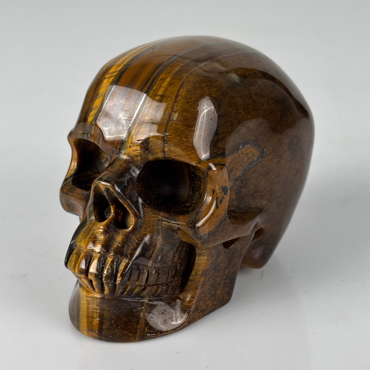 3" Tiger Eye Crystal Skull - Pattern F