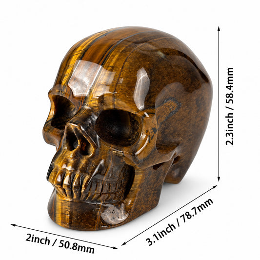 3" Tiger Eye Crystal Skull - Pattern F