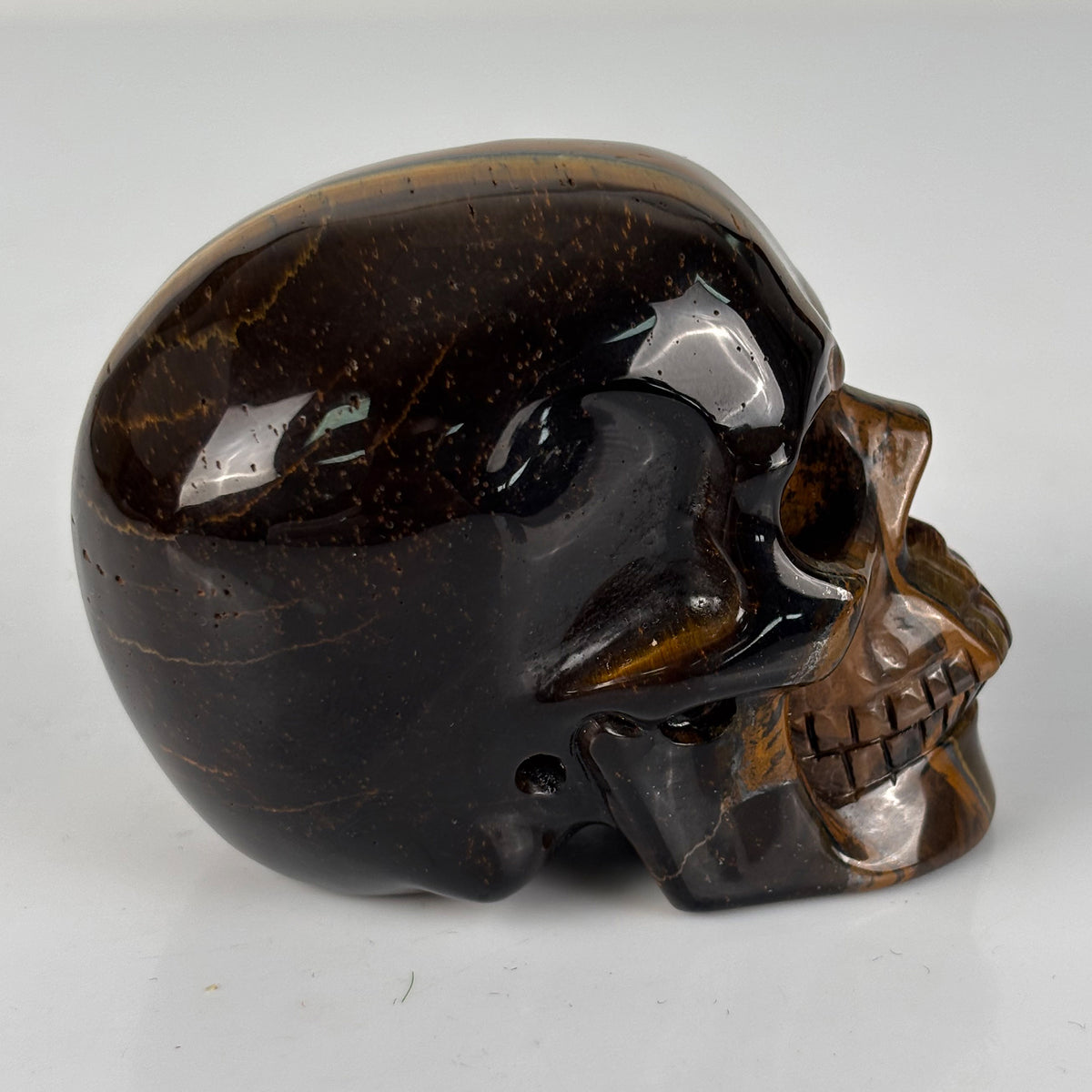 3" Tiger Eye Crystal Skull - Pattern F