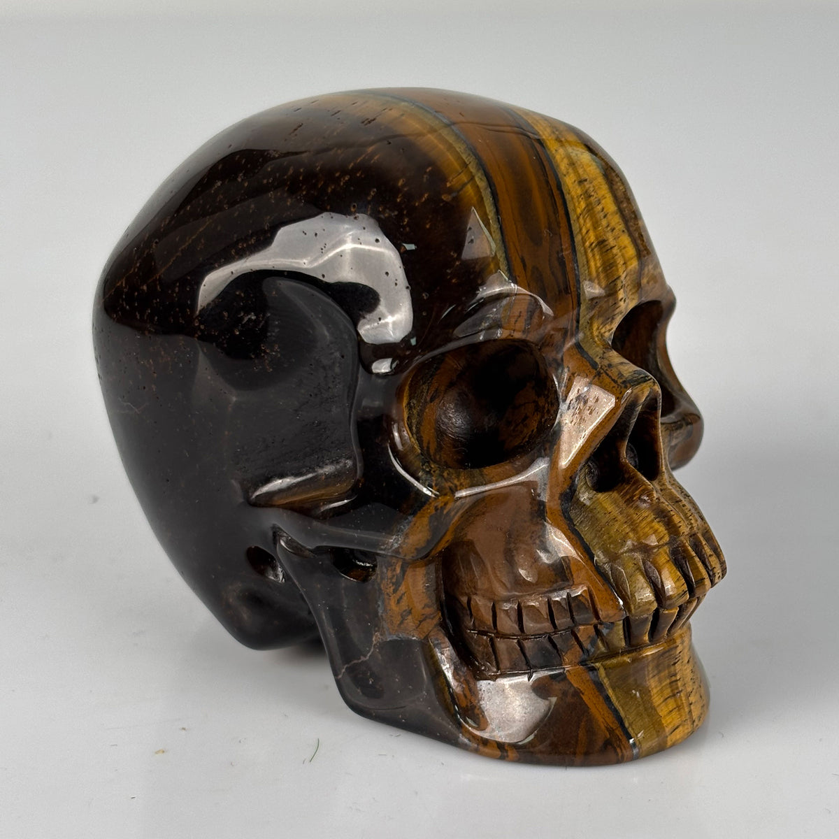 3" Tiger Eye Crystal Skull - Pattern F