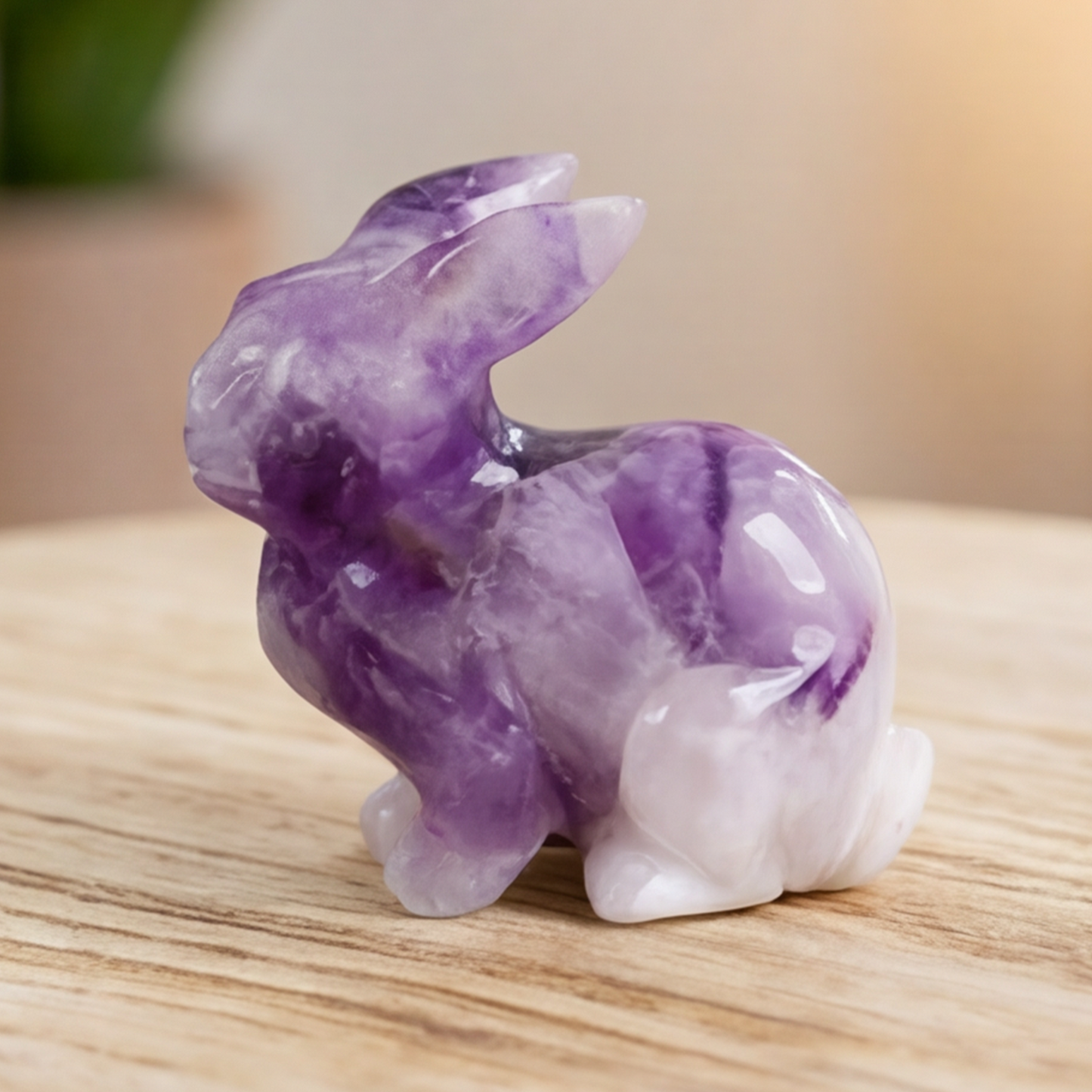 Amethyst-Hasen-Skulptur – Handgeschnitzte Kristallfigur