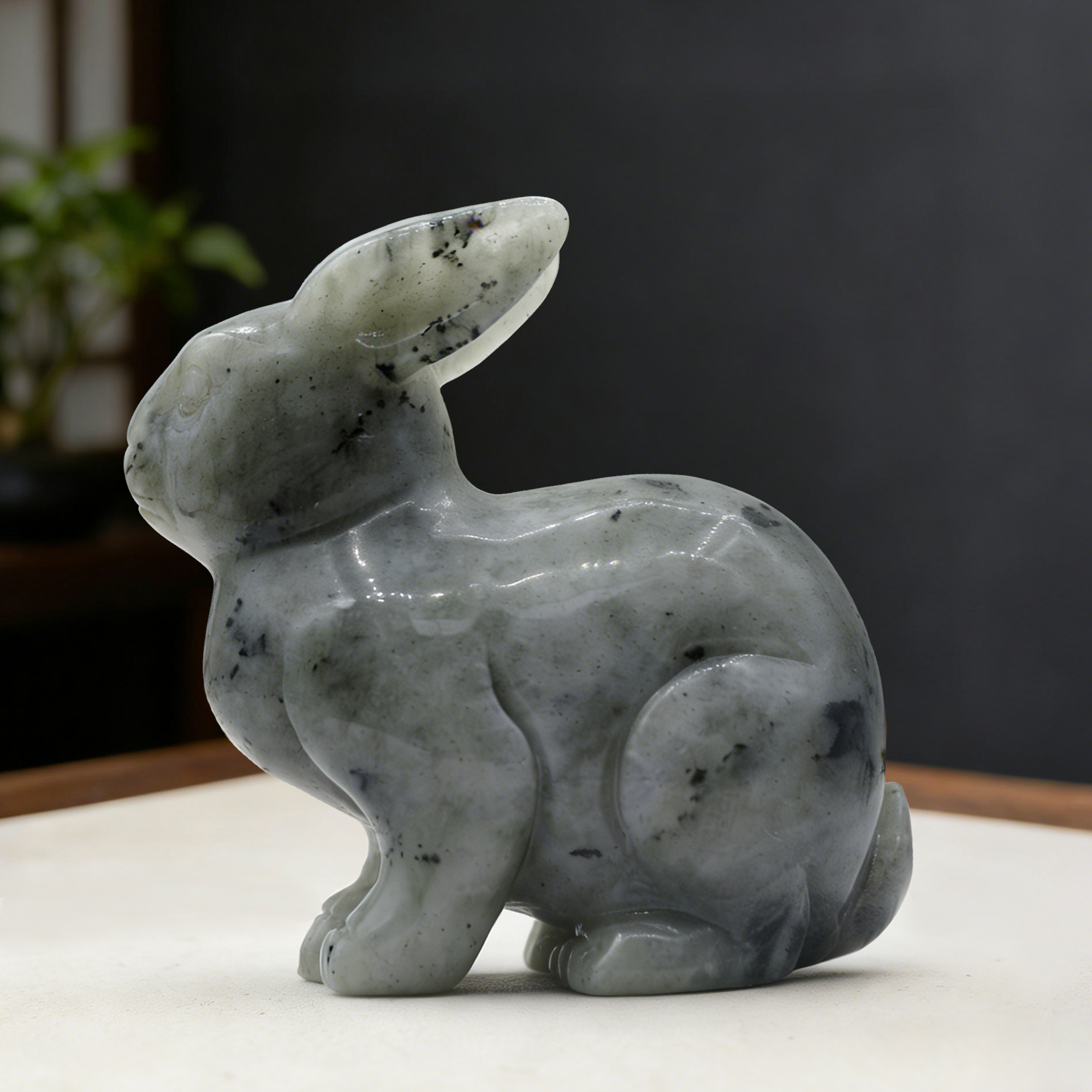 Labradorite Rabbit Carving- Hand Carved Natural Stone