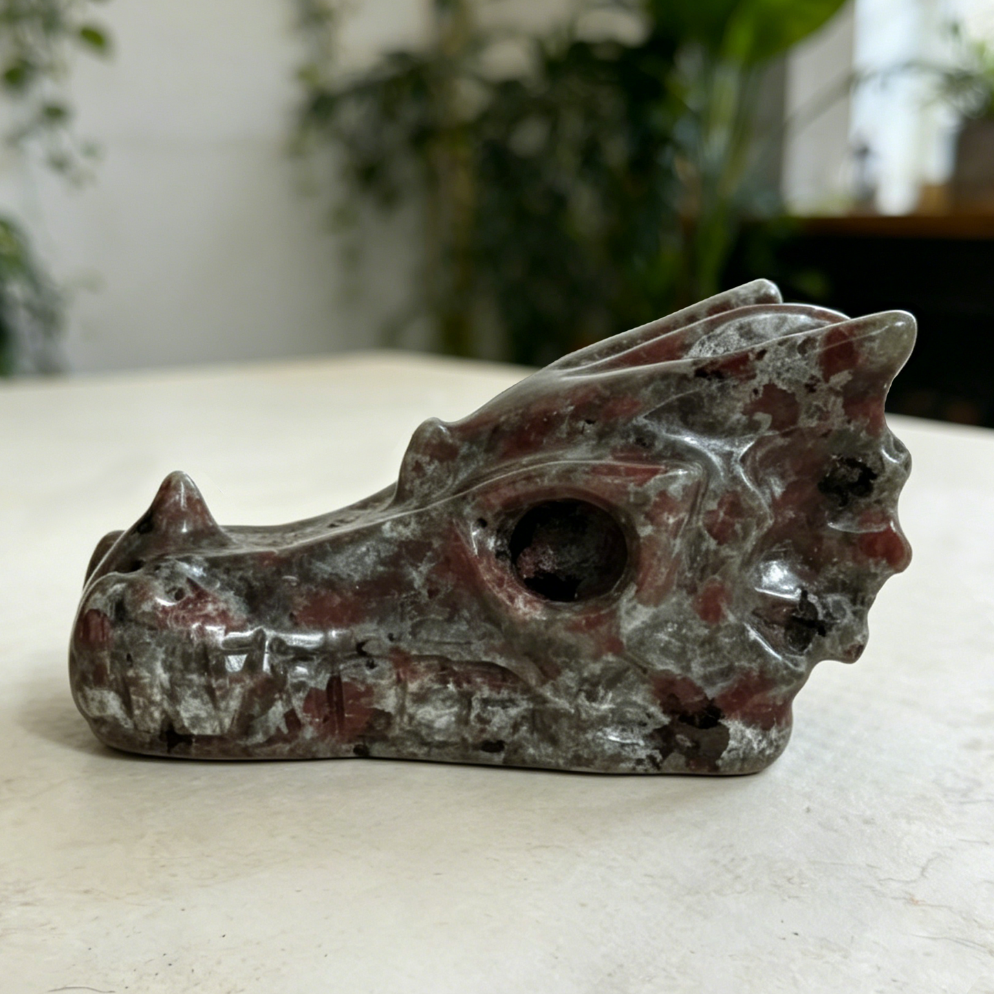 2 inch Yooperlite Chinese Dragon Skull - Hand Carved Natrual Stone Sculpture