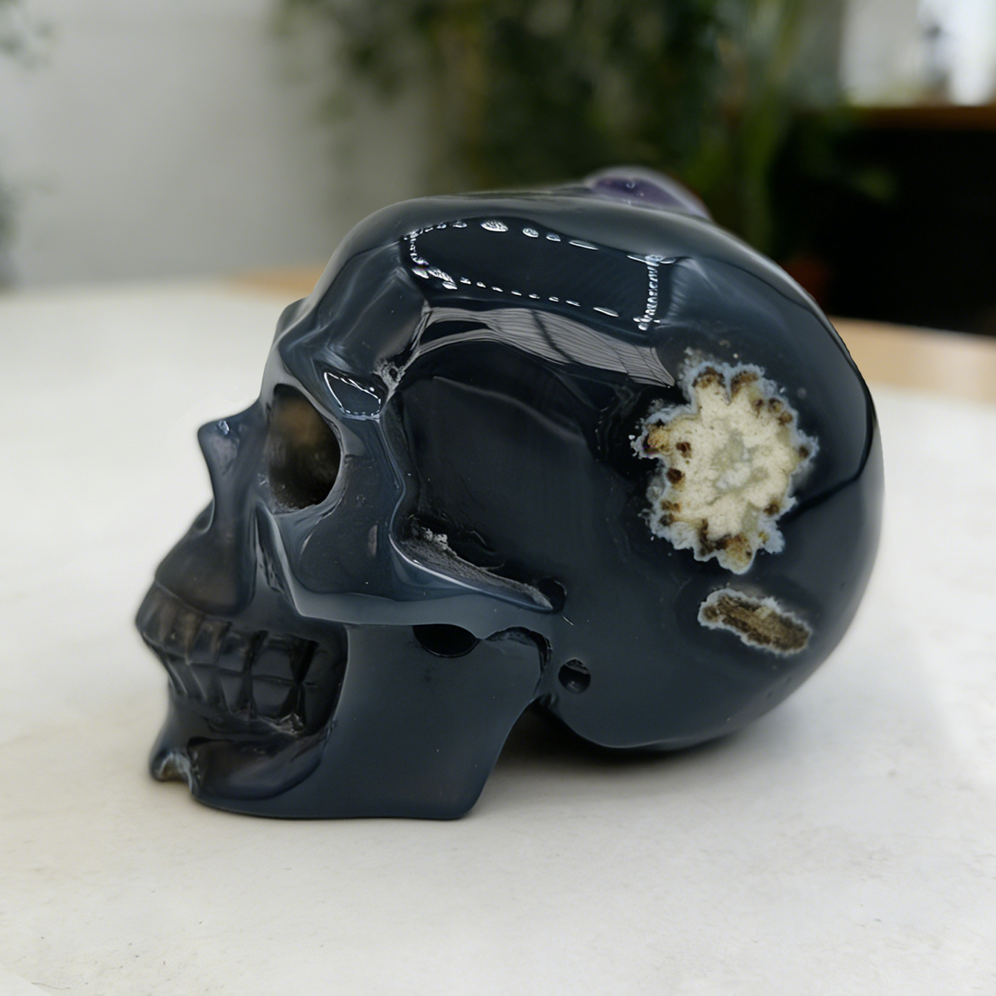 2.6 inch Amethyst Cluster Half Face Crystal Skull-Hand Ceved Natrual Crystal