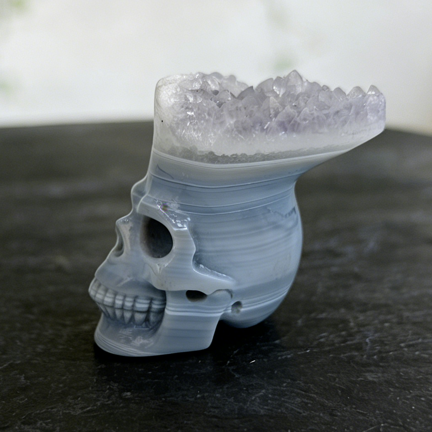 2.64 inch Amethyst Cluster Crown Crystal Skull - Hand Carved Natrual Crystal