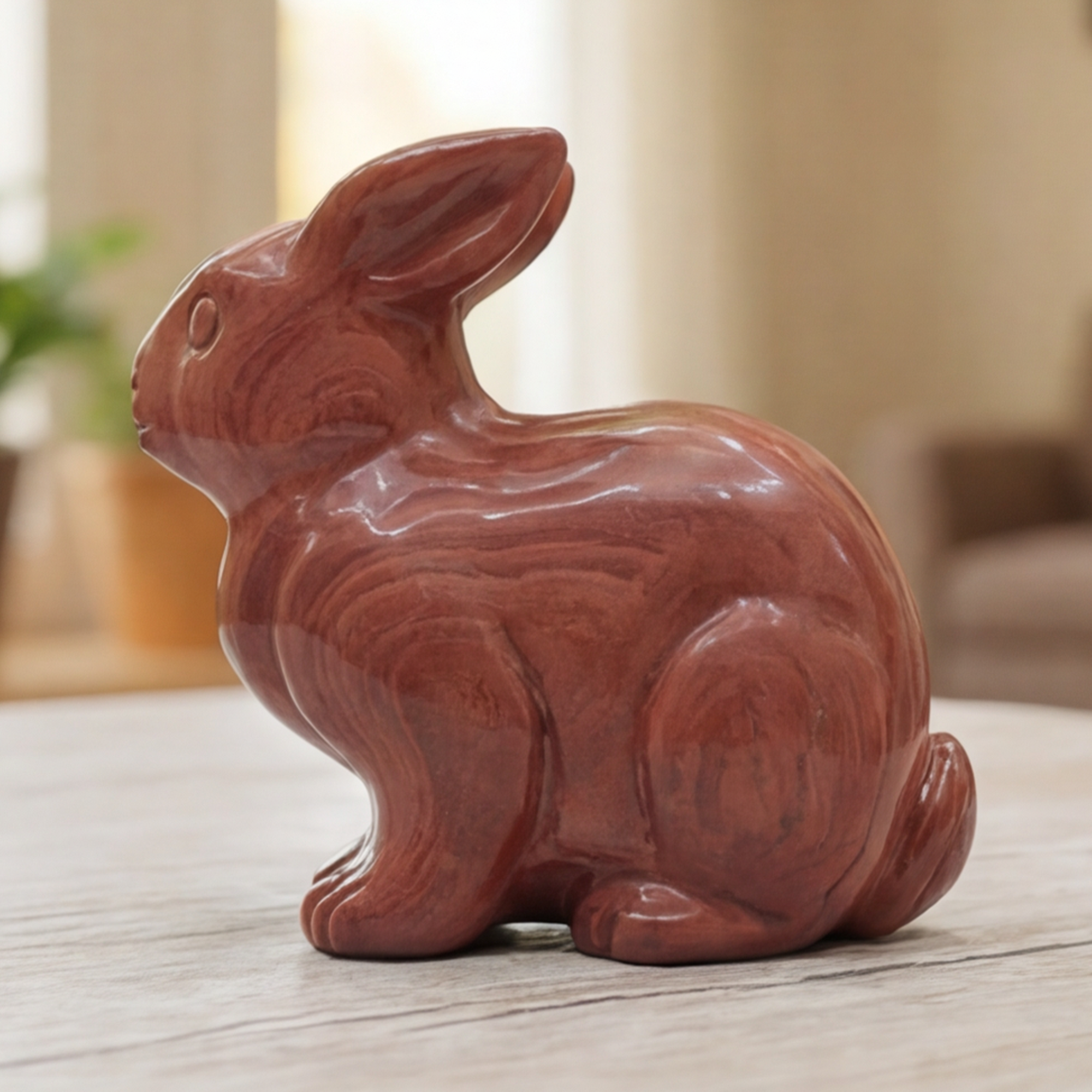 Red Jesper Rabbit Carving – Hand Carved Natural Stone