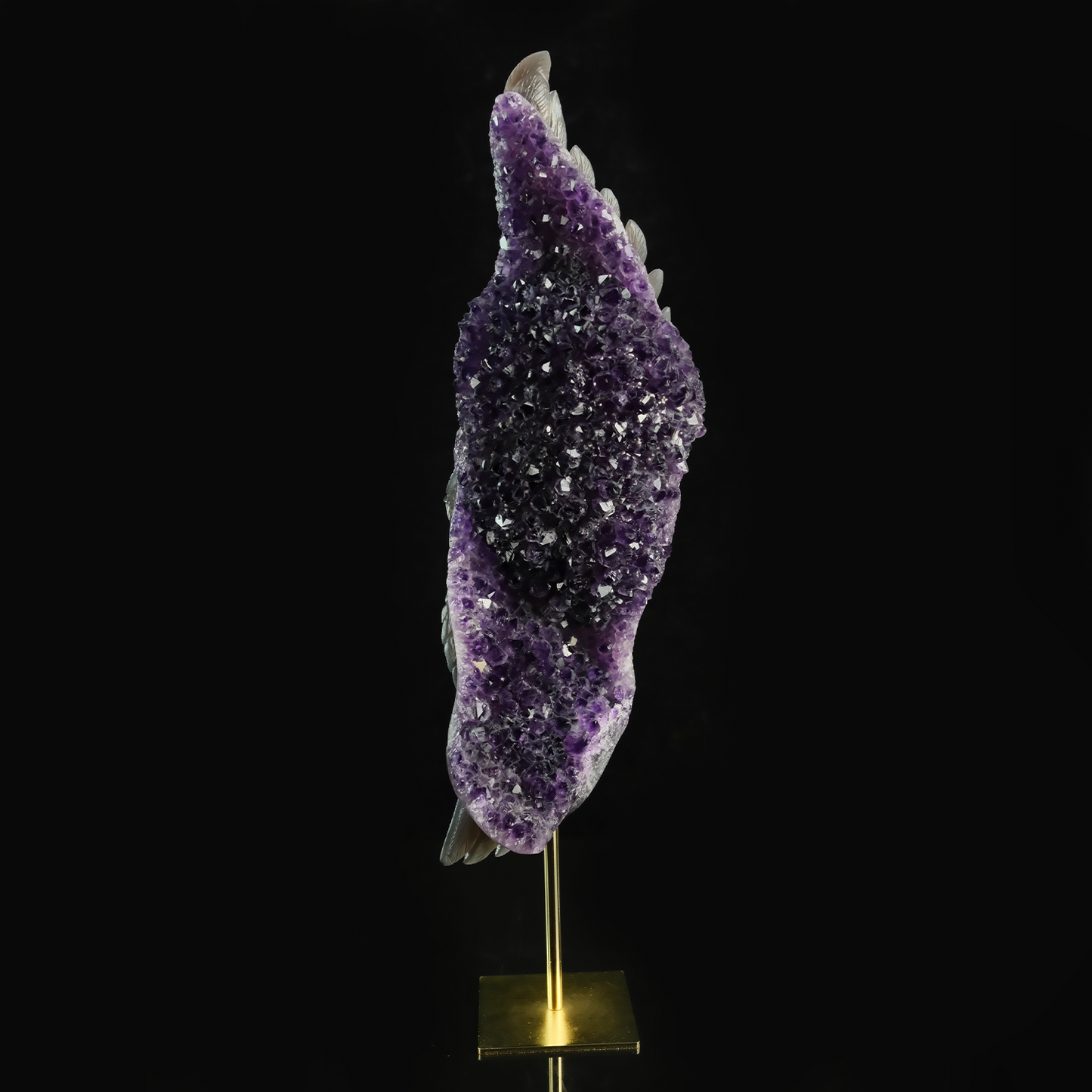 Large Amethyst Cluster Owl Sculpture - Hand Carved Natural Stone