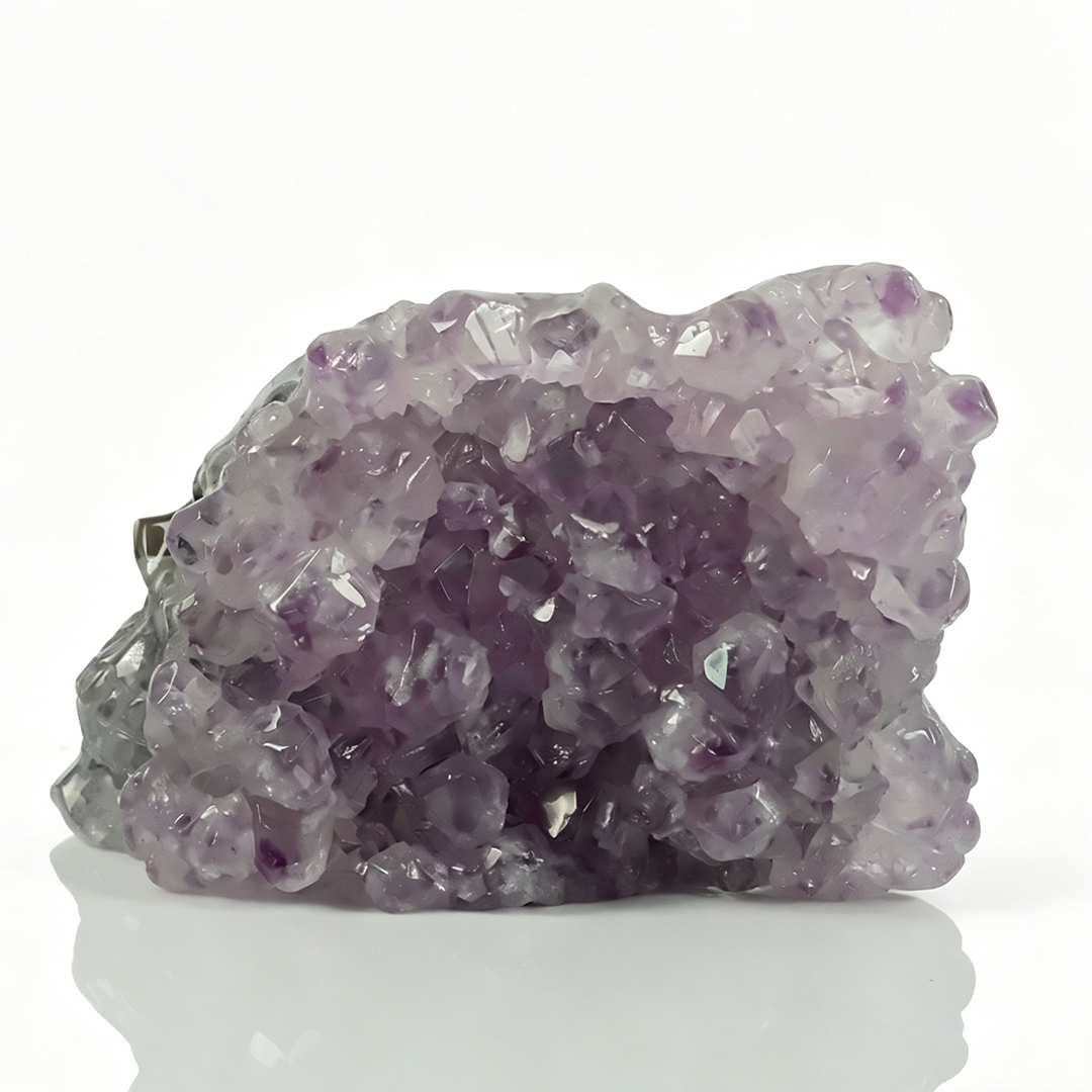 5 inch Amethyst Cluster Skull - Hand Carved Natural Crystal