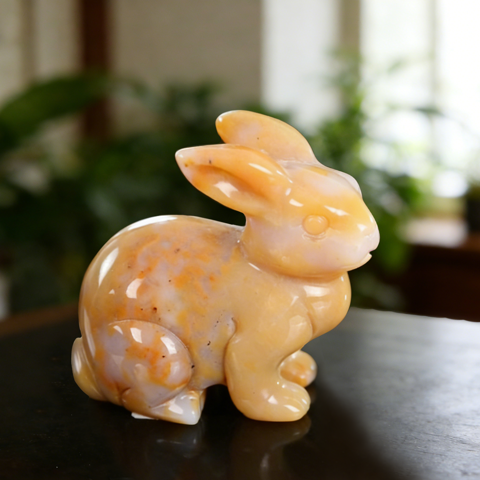 Yellow Chalcedony Rabbit Carving-Natrual Stone Carving