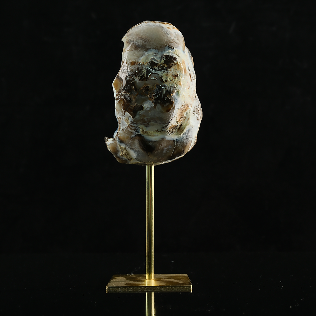 Blue Chalcedony Cave Carving Skull in Raw Crust - Hand Carved Natural Gemstone