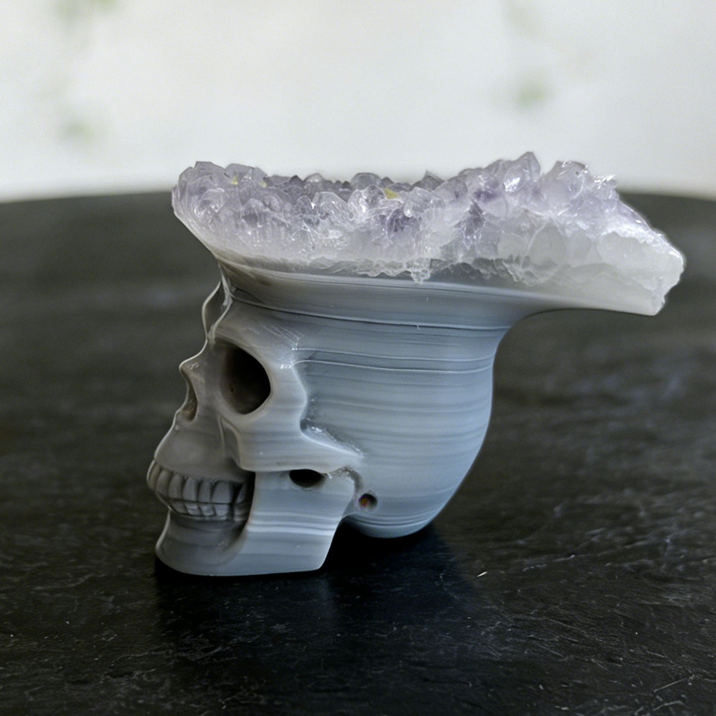 2.64 inch Amethyst Cluster Crown Crystal Skull - Hand Carved Natrual Crystal