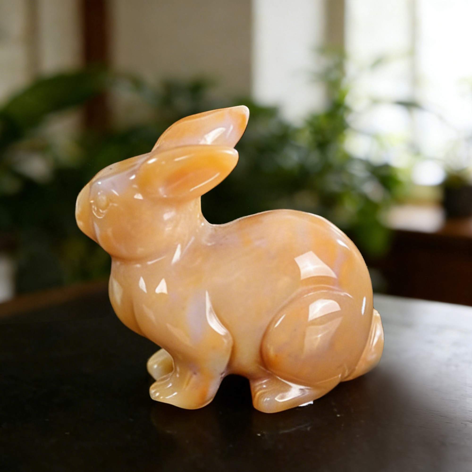 Yellow Chalcedony Rabbit Carving-Natrual Stone Carving