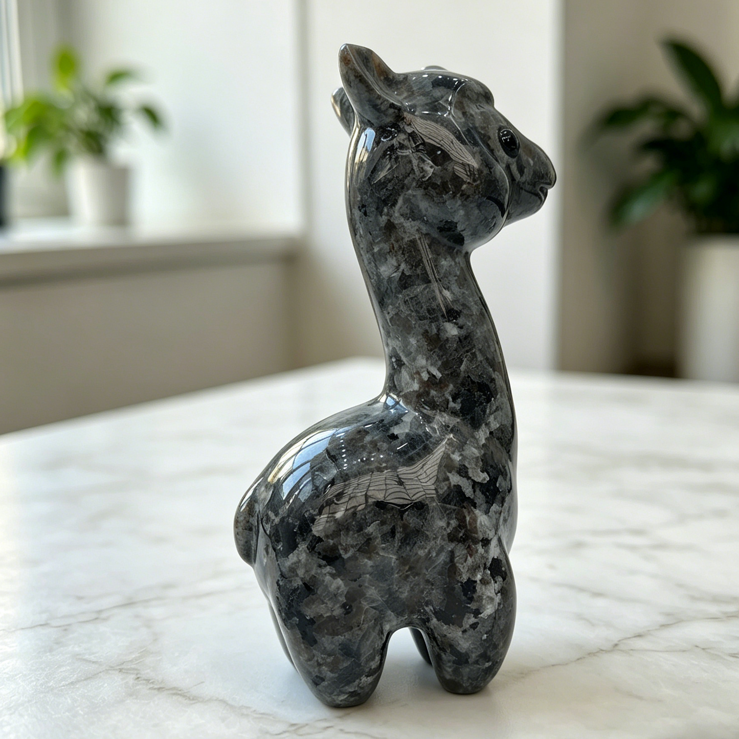 Fire Stone Alpaca Jade Carving - Hand Carved Natural Stone Carving