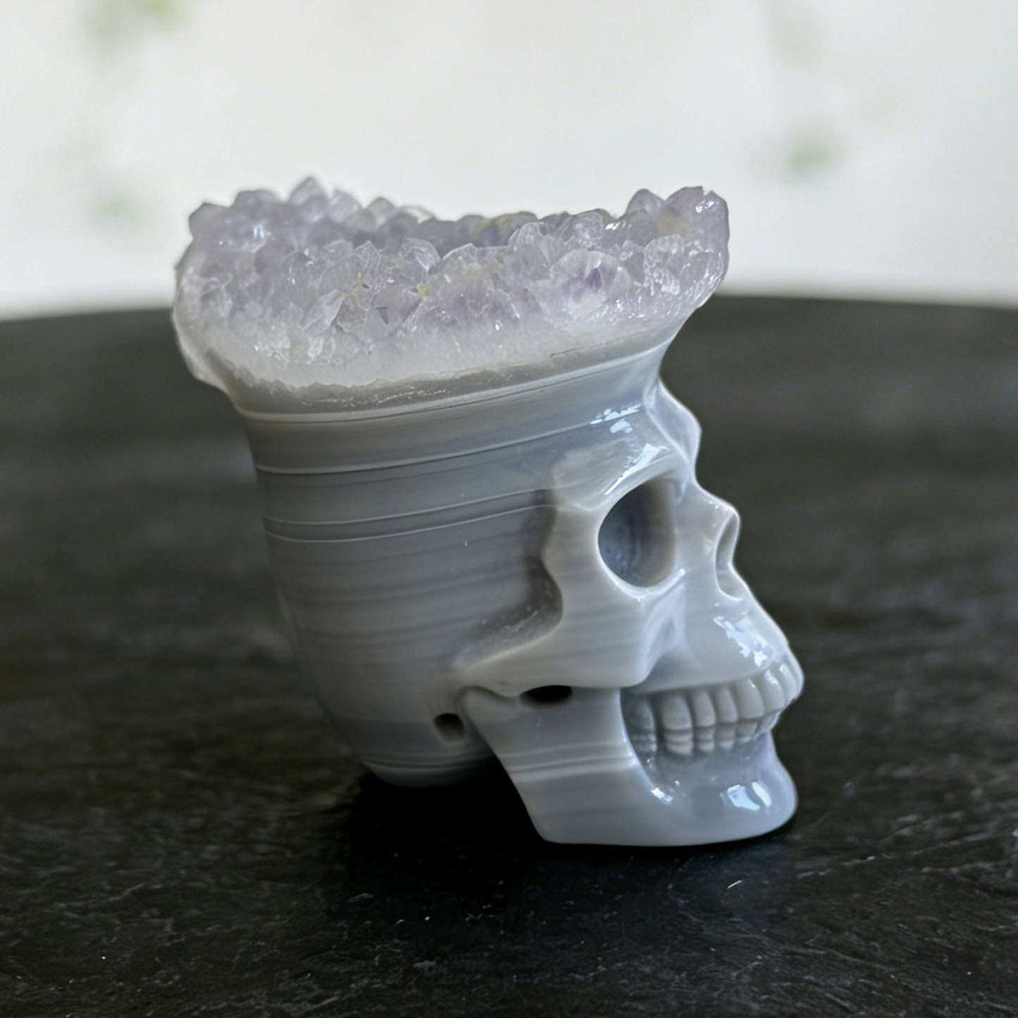 2.64 inch Amethyst Cluster Crown Crystal Skull - Hand Carved Natrual Crystal