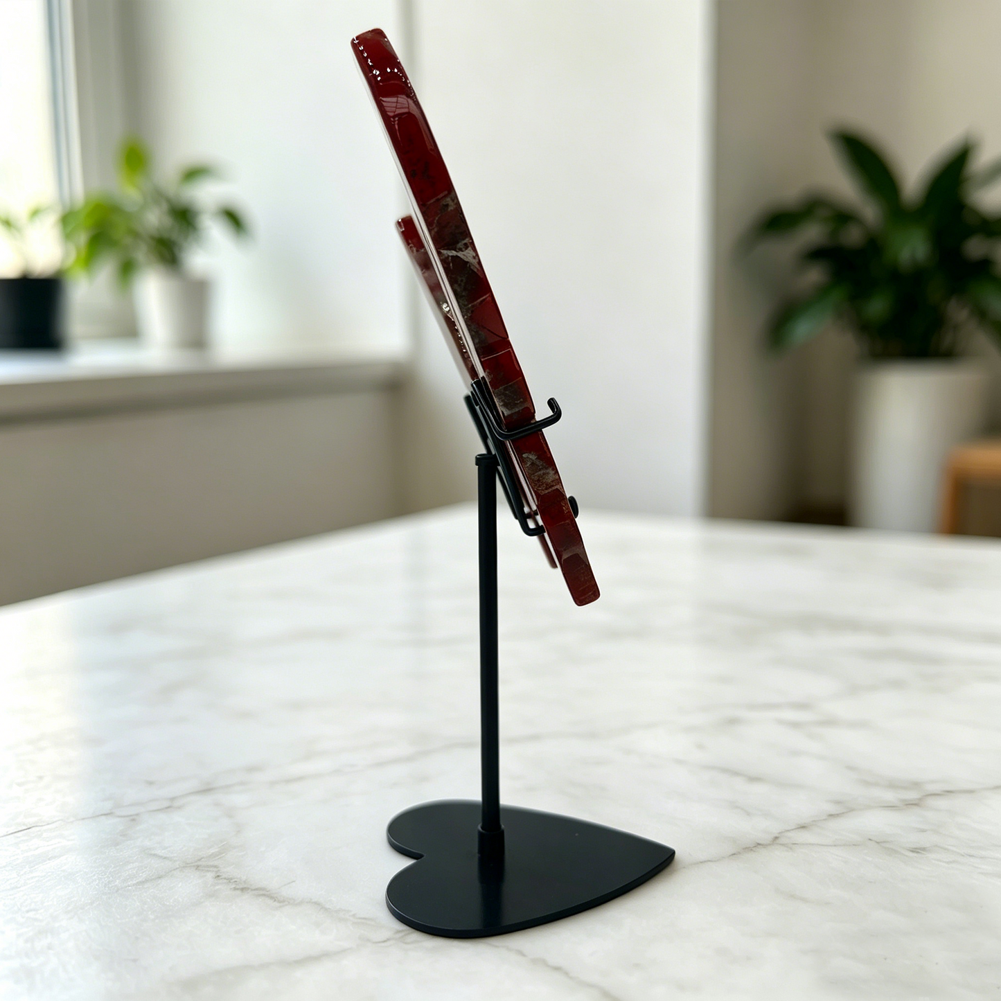 Red Jasper Butterfly Sculpture with Dual Face - Natural Jasper Carving