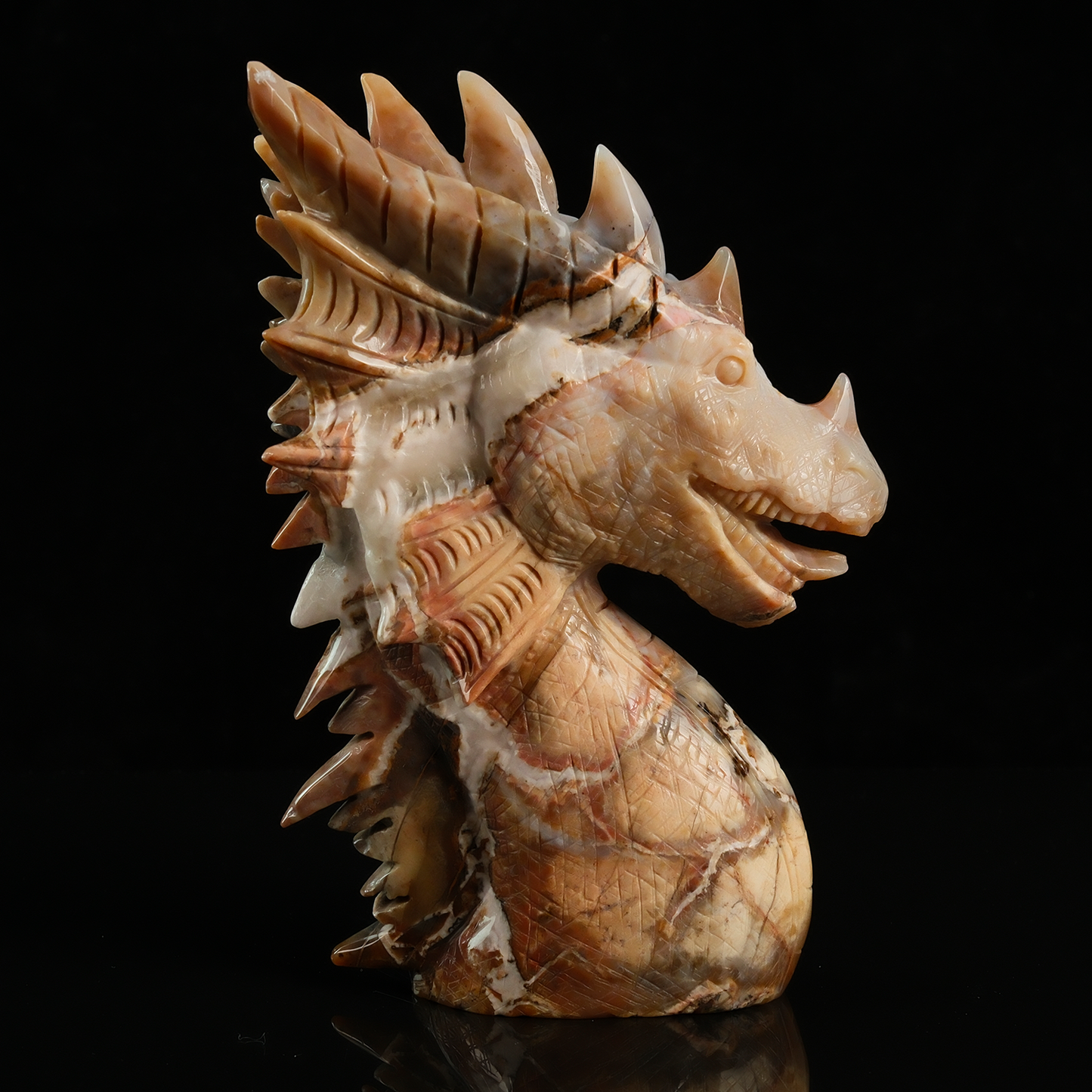 Yellow Chalcedony Dragon Head Sculpture - Hand Carved Natural Stone