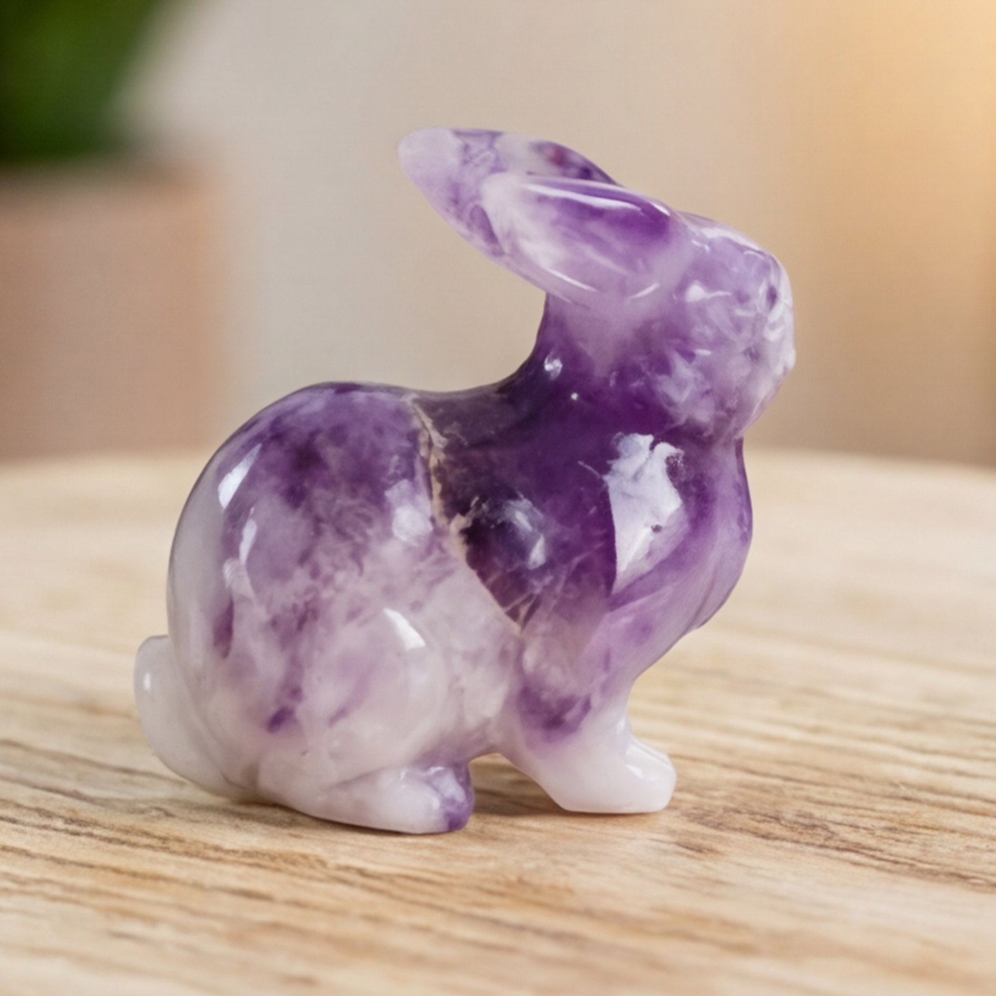 Amethyst-Hasen-Skulptur – Handgeschnitzte Kristallfigur
