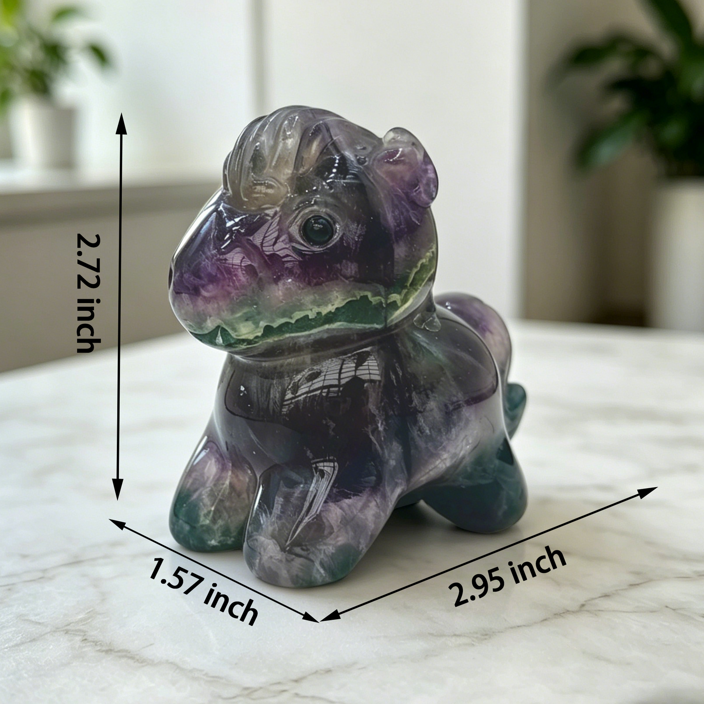 Fluorite Cartoon Pony Jade Carving - Hand Carved Natrual Jade