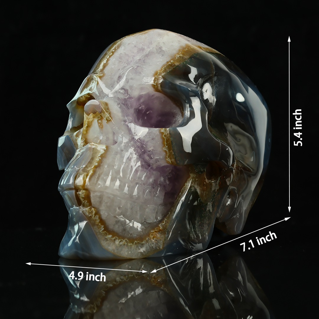 Amethyst Geode Skull - Hand Carved Natrual Crystal
