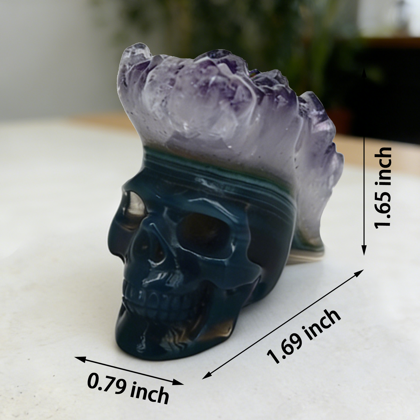 1.69 inch Amethyst Cluster Crown Crystal Skull - Hand Carved Natrual Crystal