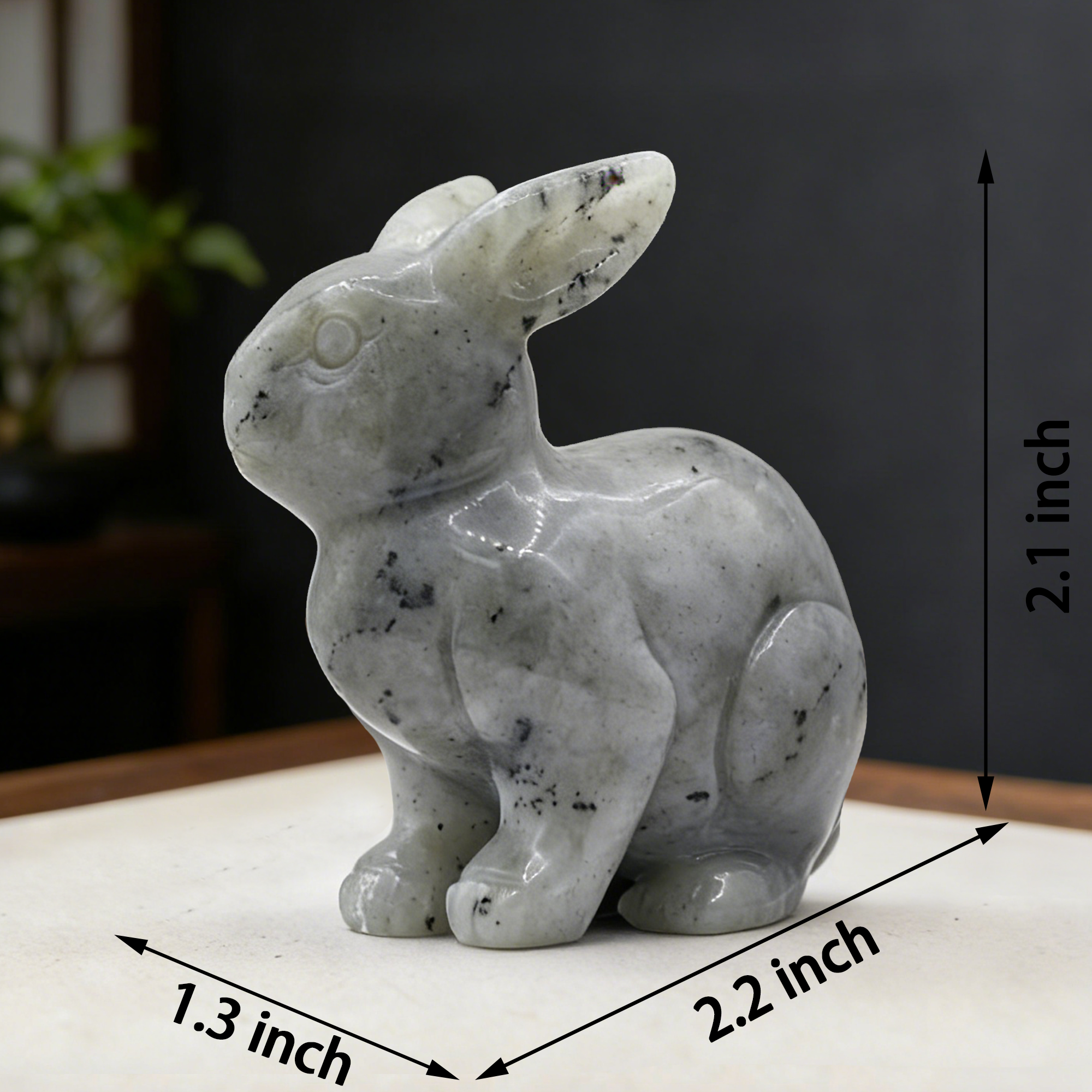 Labradorite Rabbit Carving- Hand Carved Natural Stone