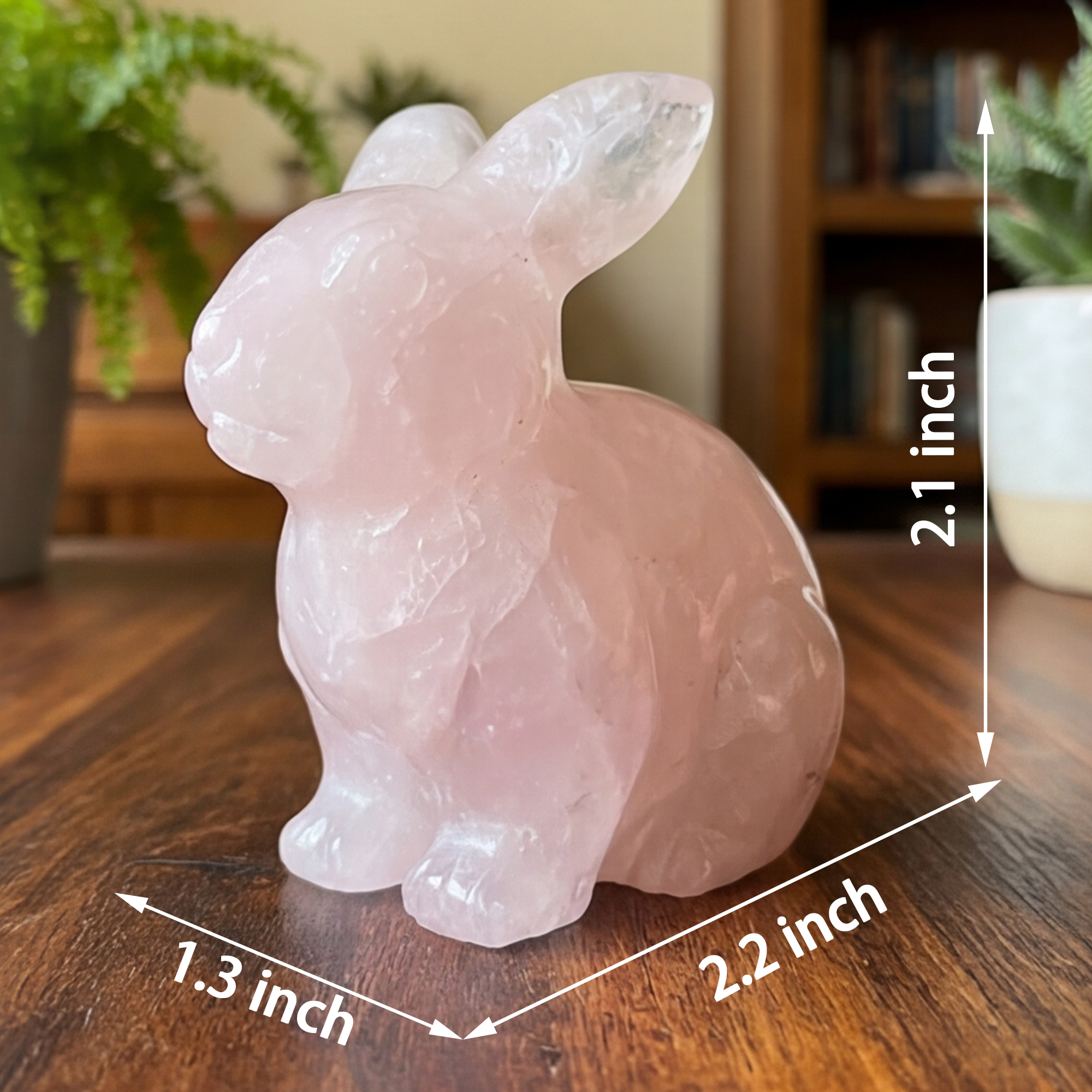 Rose Quartz Rabbit Carving - Hand Carved Natrual Crystal