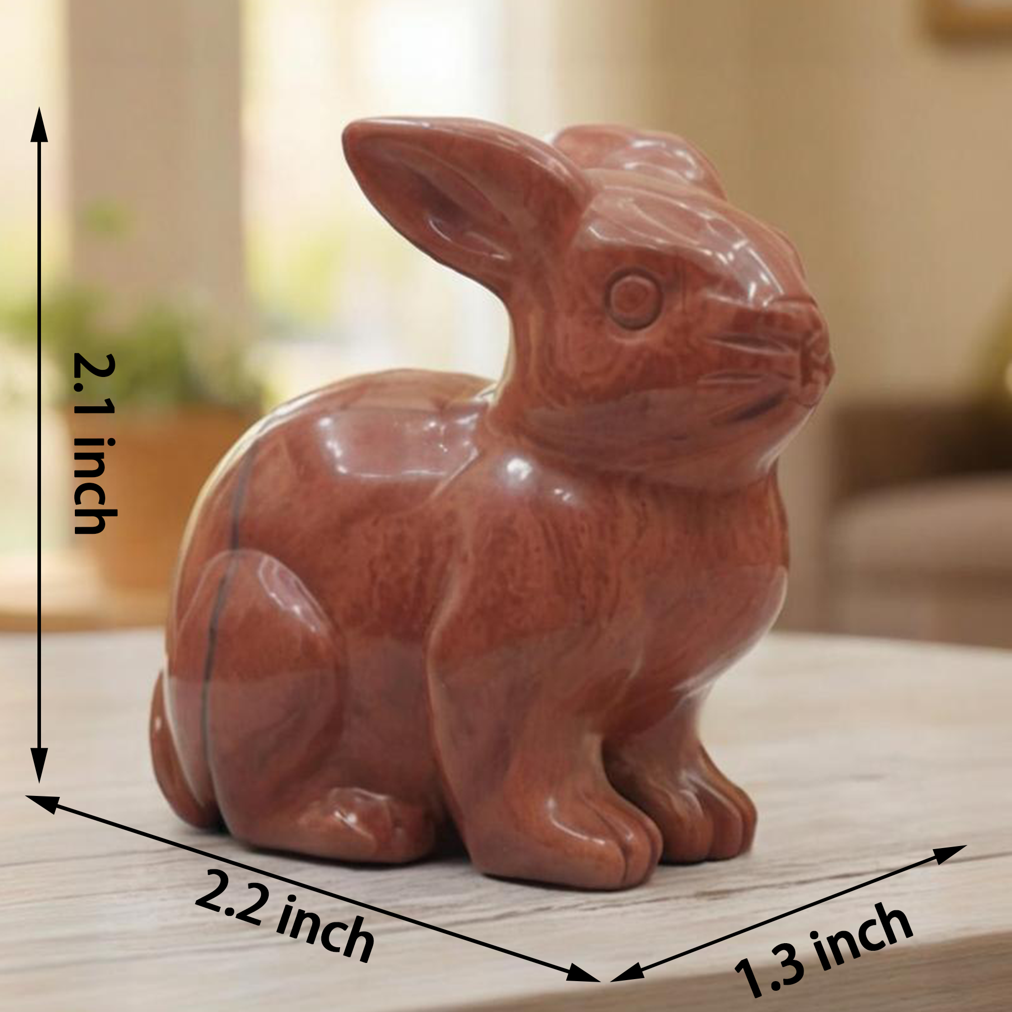 Red Jesper Rabbit Carving – Hand Carved Natural Stone