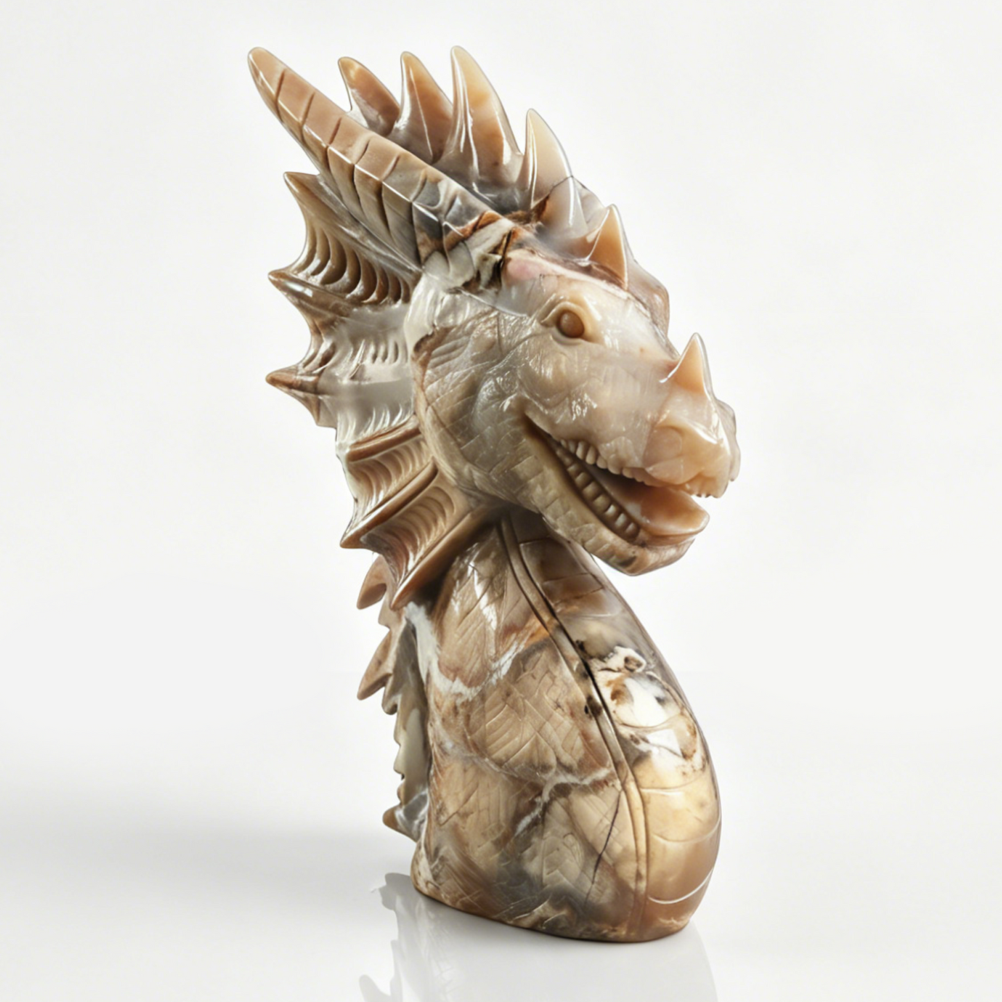 Yellow Chalcedony Dragon Head Sculpture - Hand Carved Natural Stone