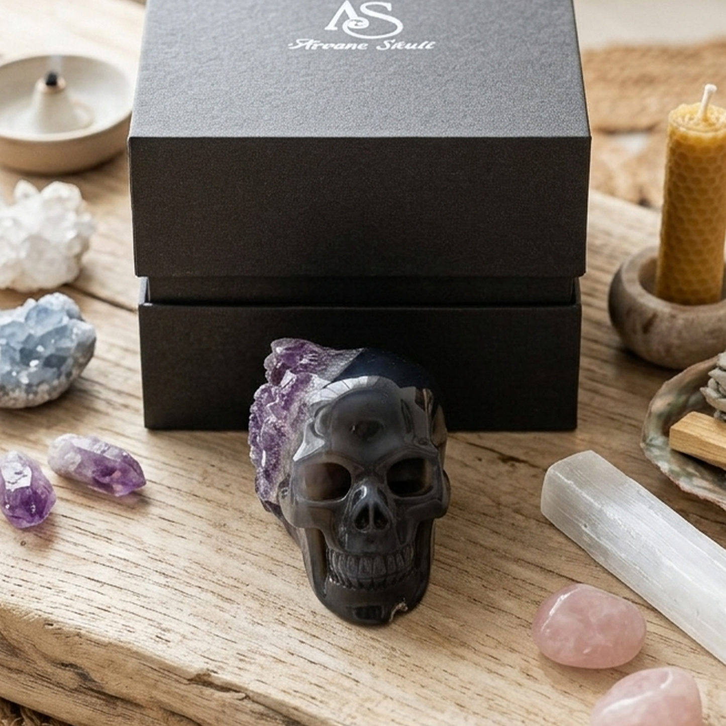 2.6 inch Amethyst Cluster Half Face Crystal Skull-Hand Ceved Natrual Crystal