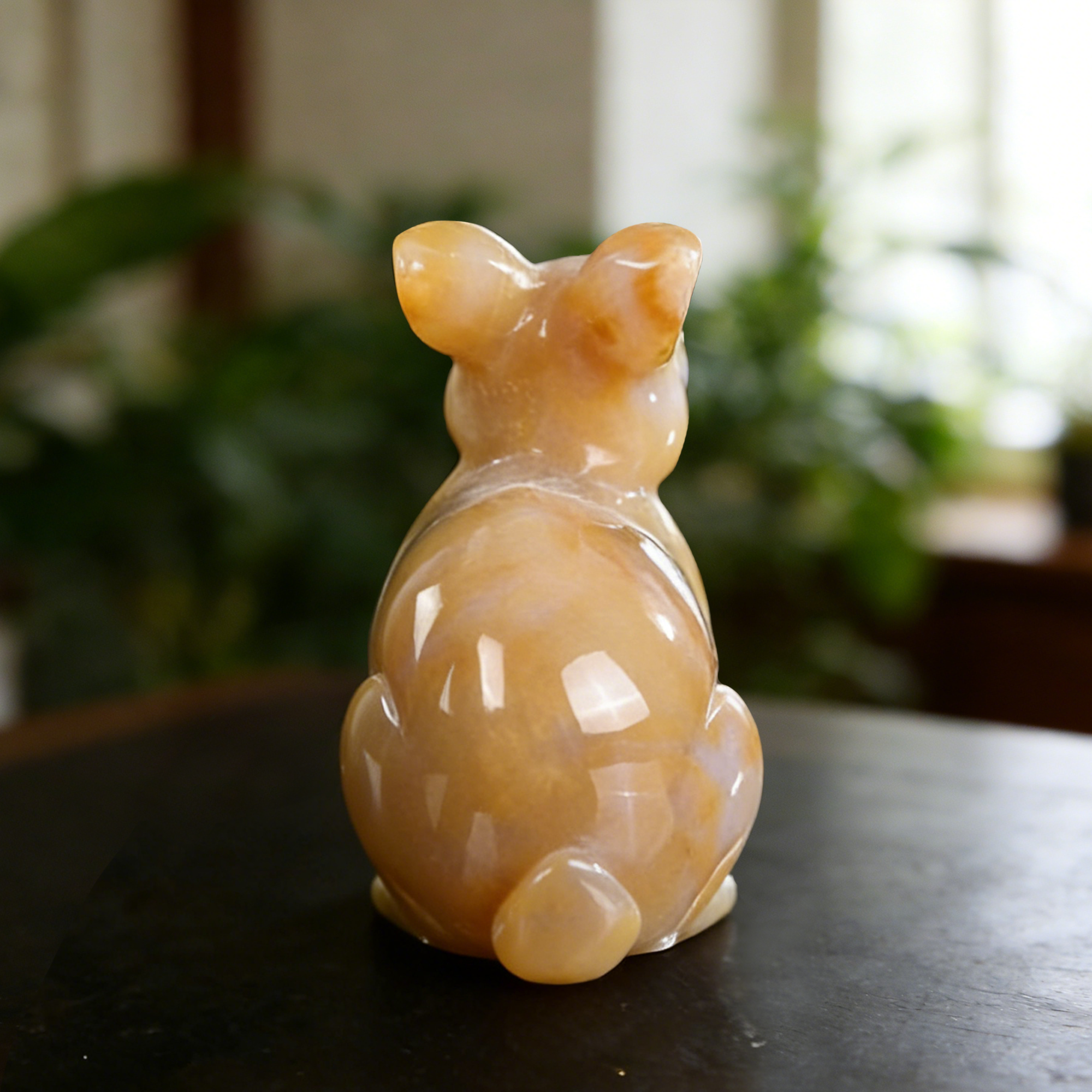 Yellow Chalcedony Rabbit Carving-Natrual Stone Carving