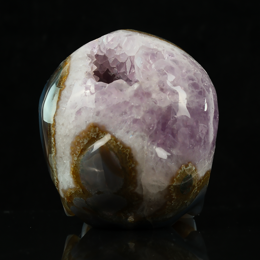 Amethyst Geode Skull - Hand Carved Natrual Crystal