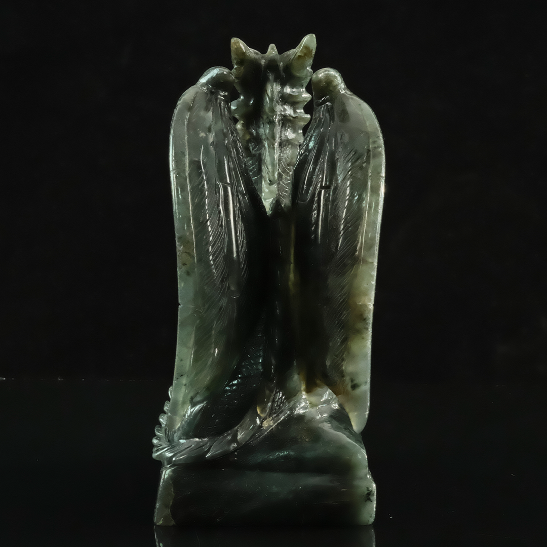 Labradorite Winged Dragon - Hand-Carved Natural Stone Sculpture