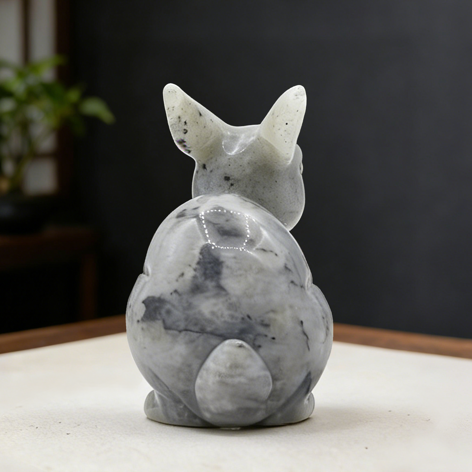 Labradorite Rabbit Carving- Hand Carved Natural Stone