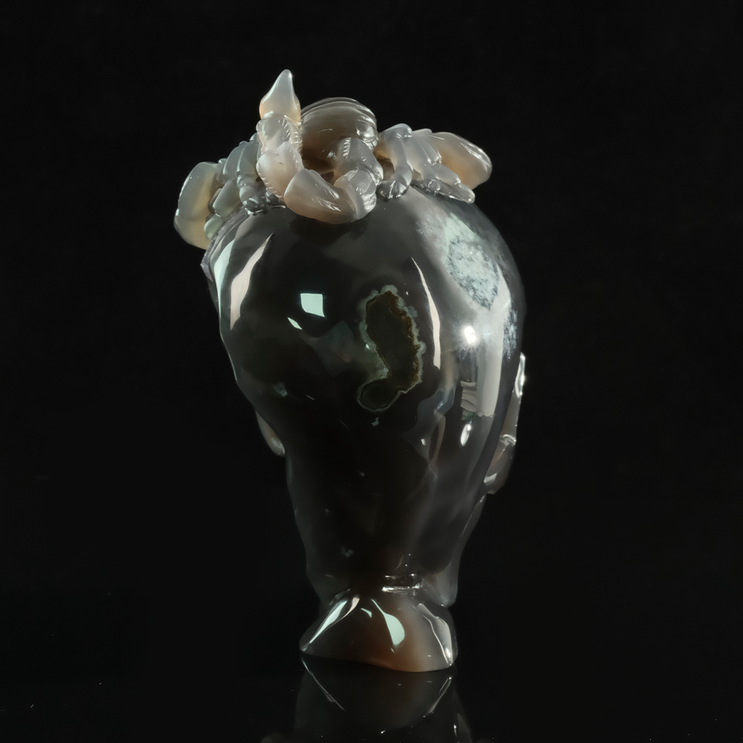 Amethyst Geode Skull with Scorpion - Hand Carved Natrual Stone Sculpture