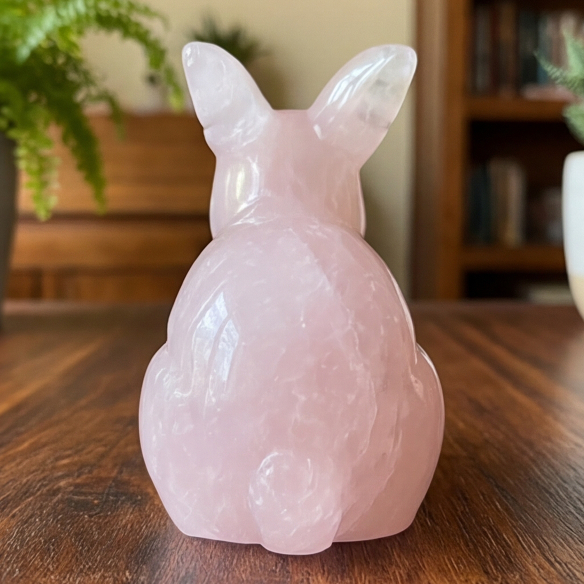 Rose Quartz Rabbit Carving - Hand Carved Natrual Crystal