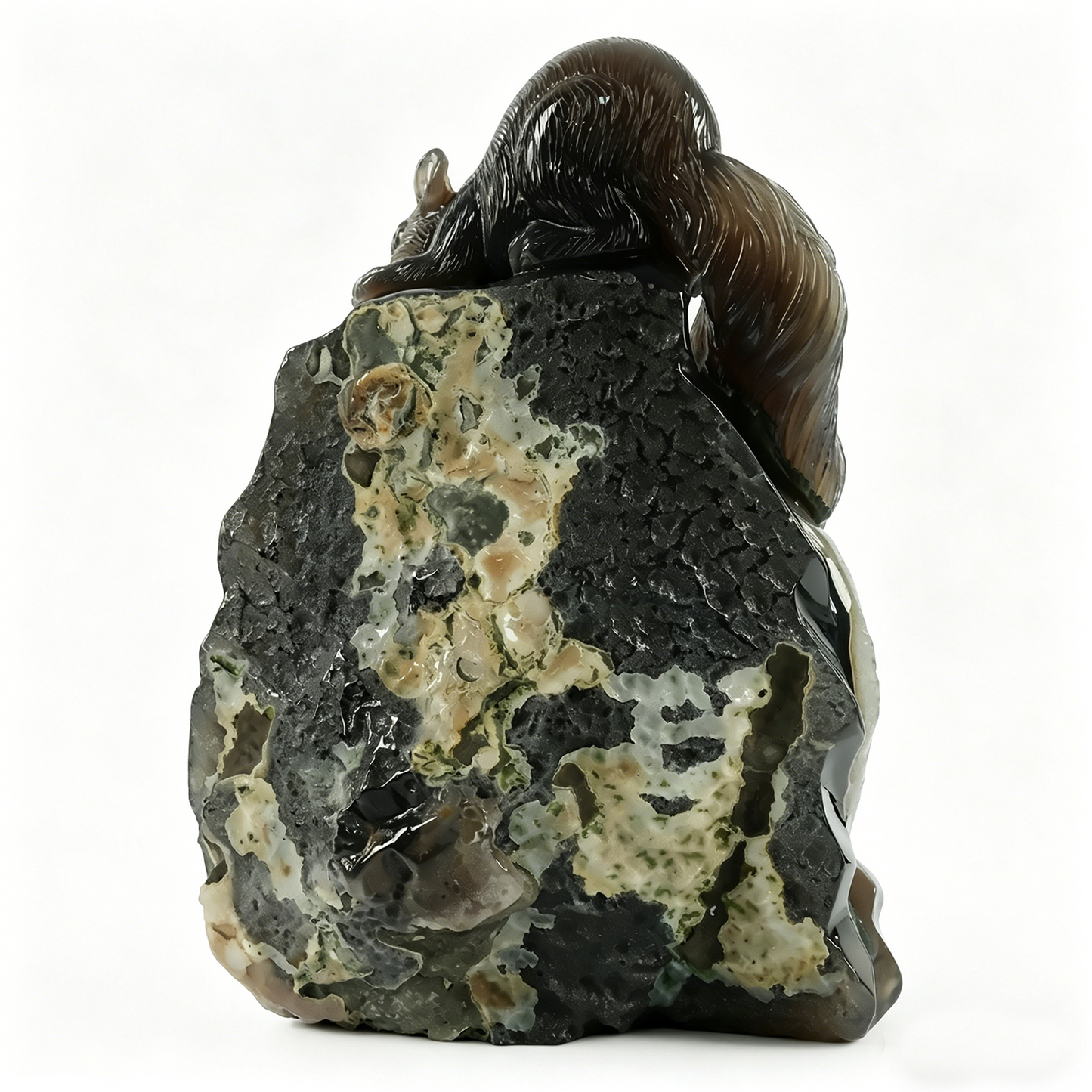 Amethyst Geode Cluster Squirrel Carving - Hand Carved Natural Crystal